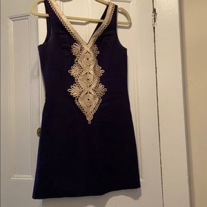 Lilly Pulitzer Navy and gold shift dress